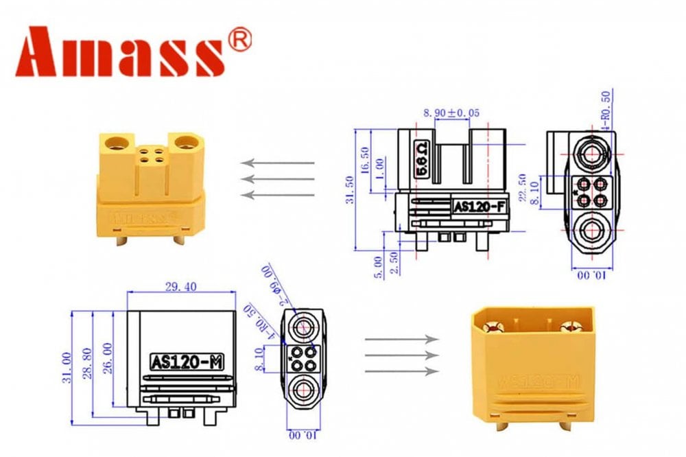 AMASS 100% ORIGINAL AS120 CONNECTOR Male and Female